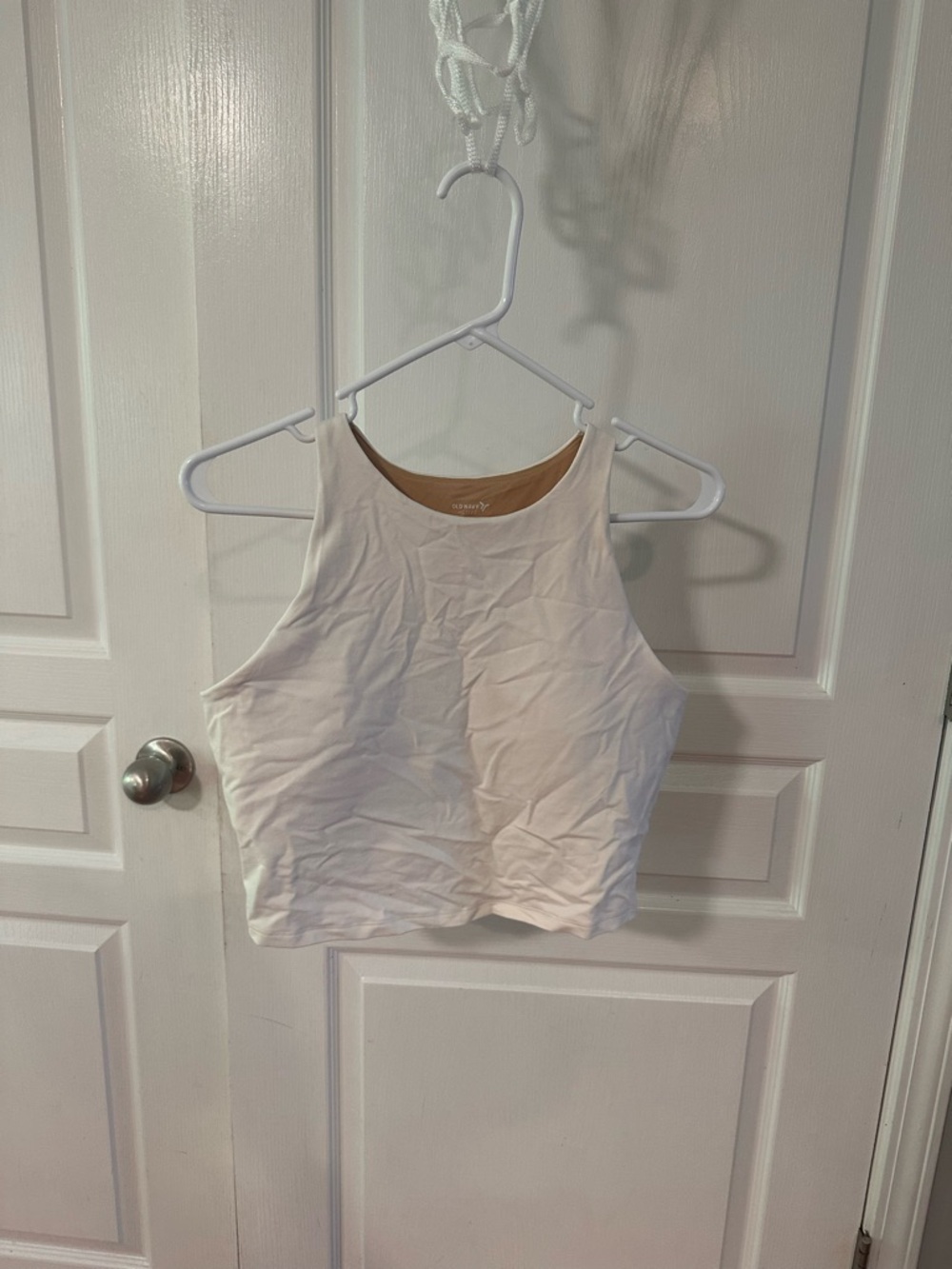 Old Navy Cream High-Neck Crop Tank Top